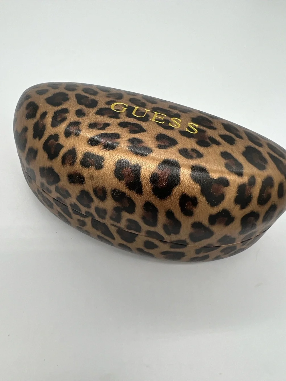 Guess Leopard Print Sunglasses Case - Gold Logo on Brown
